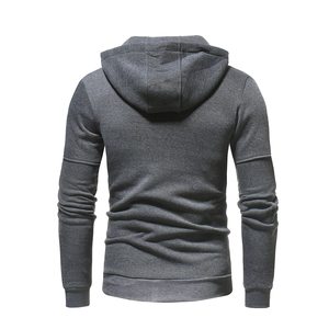 Sweat-shirt à capuche gris pour homme, fermeture éclair, manches longues, vêtements de sport décontractés avec poches latérales, vêtements d'automne, respirant, design uni - Product Image 3