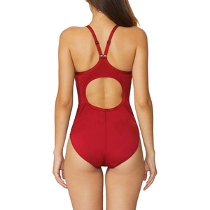 Nouveau Maillot de Bain Femme 2026 Une Pièce Sans Bretelles Bleu Uni avec Bordure Contrastante Taille Haute Coupe Élevée Effet Ventre Plat en Spandex/Polyester - Product Image 2