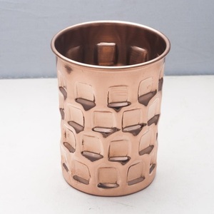 Copper <b>Water</b> Glass Set Handmade Hammered Copper Drinking Cups Ayurvedic Pure Copper Drinkware OEM ODM Supplier Manufacturer - Product Image 4