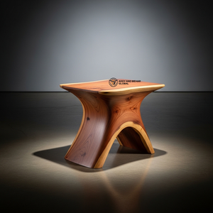 Designer Wooden End <b>Table</b> – Modern Minimalist Solid Wood <b>Stool</b> - Product Image 6