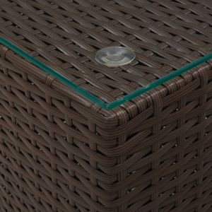 Set di 3 tavolini laterali in vetro e metallo con struttura in polyrattan marrone - Product Image 6