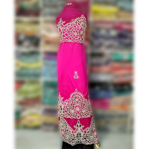 Colección Shubham Empress, Vestido de Novia Africano para Niñas, Adornado con Cuentas y Piedras, Color de Tela Personalizable, 100% Poliéster - Product Image 1