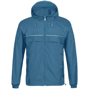 Chaqueta Cortavientos Vintage Azul para Hombre, con Capucha, Impermeable, de Secado Rápido, Informal, para Otoño, con Cierre de Cremallera, Corte Regular - Product Image 2