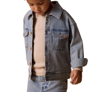 Chaqueta de Mezclilla Gruesa para Niñas, Color Azul Medio, Cálida, Transpirable, Mezcla de Algodón Orgánico, Ecológica, Venta al Por Mayor OEM - Product Image 6