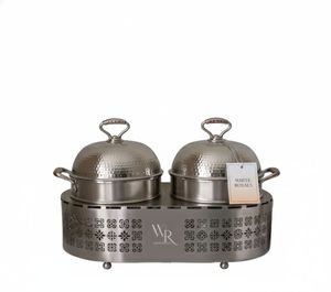 Cazuela de Diseño de Lujo con Corte Geométrico, Calentador de Alimentos Contemporáneo de Acero Inoxidable para Buffet, Venta al Por Mayor - Product Image 1
