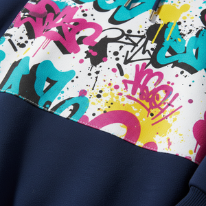 เสื้อสเวตเชิ้ตโอเวอร์ไซส์ ดีไซน์หรูหรา ไซส์พลัส สตรีทแวร์ ลายกราฟฟิตีด้านหน้า ผ้าฝ้าย 100% เฟรนช์เทอร์รี่ แขนปกติ - Product Image 2