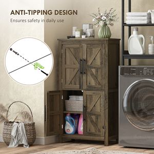 "4-Door Solid Wood Freestanding <b>Vanity</b> Cabinet for <b>Bathroom</b> 23.6" X 11.8" X 43.3" Brown" - Product Image 6