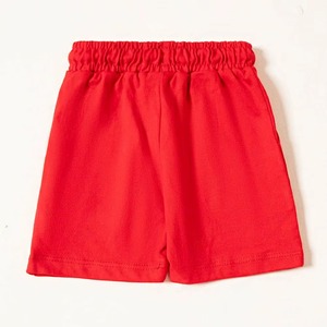 Shorts en coton tricoté rouge avec cordon de serrage à la taille et poches, style décontracté, taille mi-haute, coupe régulière, qualité supérieure - Product Image 3