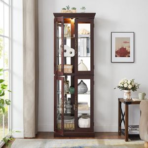 Vetrina Illuminata con Cornice in Legno per Vini, Giocattoli o Esposizione e Conservazione in Soggiorno - Product Image 3
