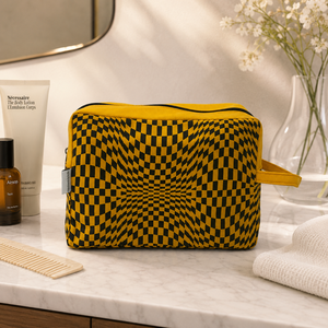 Bolsa de Cosméticos Personalizada de Lona de Algodón con Cierre, Estampado de Ilusión Óptica, Bolsa de Maquillaje y Artículos de Aseo, Venta al por Mayor, OEM, ODM, Exportador de Marca Privada - Product Image 5