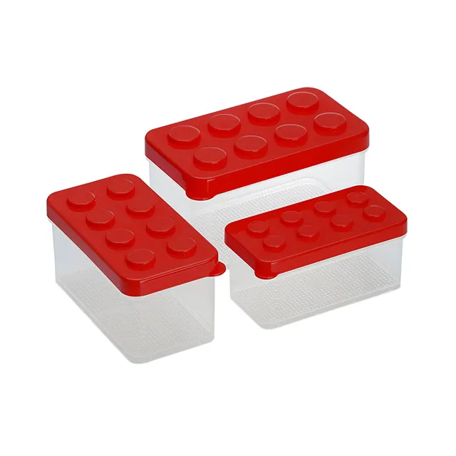 Mini Blocks Style Stackable Storage Box With Lid-3 Pieces A Set other home storage & organization
