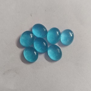 Pierre précieuse naturelle de jade bleu cyan, taille ovale, cabochon poli, pour la création de bijoux (bagues, pendentifs), vente en gros et approvisionnement en vrac - Product Image 3