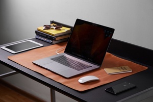 Tapis de bureau antidérapant personnalisé tapis de table buvard en cuir véritable avec tapis de souris fait main LDP-0037B - Product Image 3