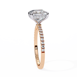 Stunning 2.30ct Princess Cut Lab Grown Diamond <b>Solitaire</b> <b>Ring</b> with Pave Gallery and Full Pave Shank in 18K Yellow Gold - Product Image 5