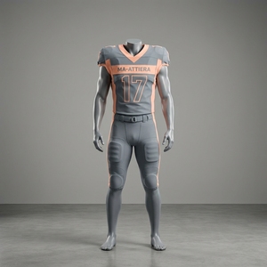 Custom Gray Peach American Football Jersey <b>Padded</b> <b>Pants</b> Set Team Uniform Sportswear Wholesale Manufacturer Supplier - Product Image 1