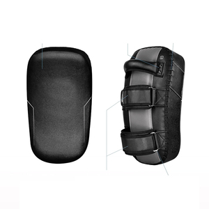 Leather Martial Arts Training Kick Pad Adjustable Wrist Strap <b>Hook</b> And Loop Closure Adult Unisex Black - Product Image 2