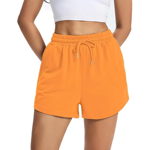 Shorts déchirés à ourlet brut pour femme, en molleton délavé à l'acide, taille haute, poches latérales, cordon de serrage, taille élastique, coupe décontractée, tenue décontractée - Product Image 1