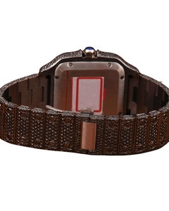 Reloj de Diamantes Negro y Dorado con Esfera Romana, Relojes de Cuarzo para Exportación, Reloj de Diamantes Estilo Hip Hop - Product Image 4