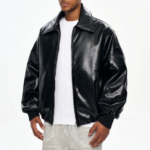 New Design 2026 High Quality Cow Hide <b>Leather</b> High Quality Men's <b>Winter</b> <b>Leather</b> <b>Jacket</b> with Stand Collar and Canvas Fabric - Product Image 4