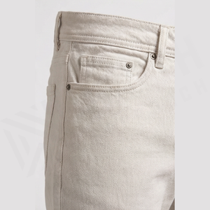 Pantalones Vaqueros de Mezclilla de Algodón Beige de Corte Recto y Ajustado, Cintura Alta, Estilo Casual de Primavera para Hombre - Product Image 5