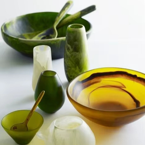 Tazón para Servir Ensaladas de Resina Tallada de la Mejor Calidad, Apto para Alimentos, Ecológico, para Uso en el Hogar y Fiestas, Diseño Moderno y Lujoso de la India - Product Image 1