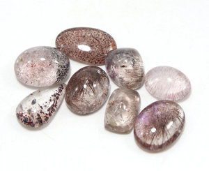 62 Quilates de Piedras Preciosas Naturales Super Siete Rojas en Forma de Cabujón, 8 Piezas Sueltas para la Elaboración de Joyas - Product Image 1