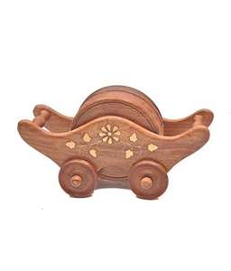 Wooden <b>Drink</b> <b>Coasters</b> with Holder Solid Round for Coffee Table Bar Kitchen Office Stylish Beverage Perfect Housewarming Gift - Product Image 6