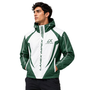Custom Green White Hooded Windbreaker <b>Jacket</b> <b>Men</b> Lightweight Waterproof Outdoor Sports Running Training <b>Jacket</b> OEM Manufacturer - Product Image 3