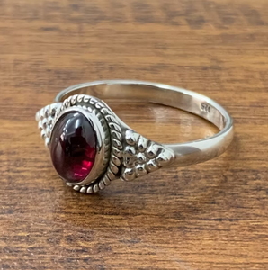 925 Sterling <b>Silver</b> <b>Garnet</b> Gemstone <b>Ring</b> Handmade Unique Beaded Design Boho Jewelry for Women Perfect Gift for Her - Product Image 2