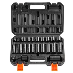 Set di 25 Chiavi a Bussola a Impatto da 3/8'' Profonde e Poco Profonde SAE 5/16''-1'' in Acciaio Legato Cr-Mo a 6 Punte per Riparazioni Auto - Product Image 2