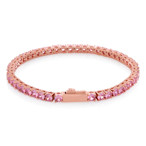 Bracelet tennis rose en moissanite, style hip-hop, plaqué or rose, serti de pierres, unisexe, pour soirée, tendance et brillant - Product Image 2