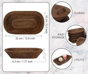 Cuenco ovalado de madera moderno y decorativo para servir, para velas de Halloween, cuencos poco profundos, decoración navideña - Product Image 4