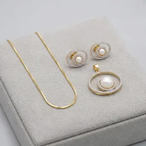 AAA Gold Plated Zircon Trendy Pendant Necklace <b>Set</b> <b>Indian</b> Wedding Bridal Engagement Anniversary <b>Jewelry</b> ODM - Product Image 2