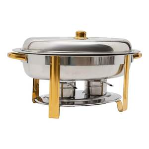 <b>Large</b> Copper and Steel Chafing Dish for Commercial Catering Events with Durable Construction and Elegant Polished Finished - Product Image 3