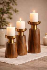 Porte-bougie moderne luxueux en métal noir et or avec bougeoir en verre – Grand support à bougie pilier pour la décoration de la maison et de mariage - Product Image 3