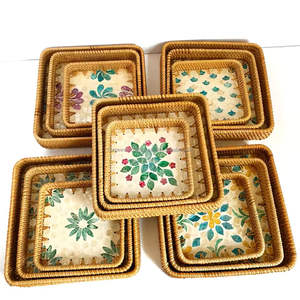 Plateau en rotin incrusté de nacre de luxe fait à la main Décoration moderne pour la maison Qualité commerciale Passe au lave-vaisselle Offert en gros - Product Image 6