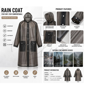 Manteau de pluie imperméable à capuche pour homme, coupe-vent, veste de pluie légère pour l'extérieur - Product Image 5