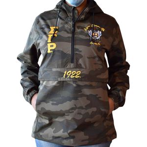 <b>Womens</b> Sigma Gamma Rho <b>Camo</b> Anorak Jacket Custom Embroidered Hooded Pullover Camouflage <b>Coat</b> Casual Sorority Outdoor Wear - Product Image 1