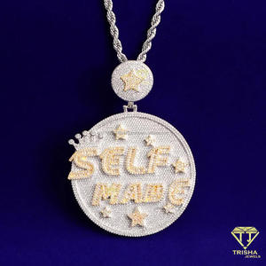 Custom Motivational Hip Hop Pendant for Men with Hand Set Moissanite Diamonds and 925 Silver Jewelry - Product Image 4