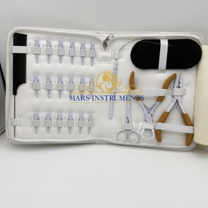 <b>White</b> Color <b>Hair</b> <b>Extension</b> Tools Kit Micro Bead Plier Mini Scissors Set Comb Needle Weft Set - Product Image 2