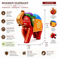 Figurine d'éléphant en bois peinte à la main |   Statue d'éléphant indien colorée |   Décoration d'intérieur et articles cadeaux en bois faits à la main