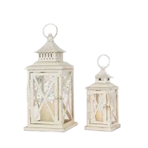 Vintage Decorative Metal Candle <b>Lanterns</b> <b>Set</b> Of 2 Vintage Beige Hanging Hurricane <b>Lanterns</b> For Indoor Home Garden Wedding Decor - Product Image 1