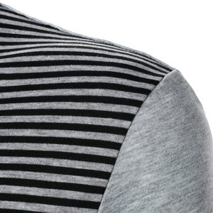 Polo à manches courtes en tricot rayé gris pour homme, style décontracté, respirant, design color block, faible MOQ, polos pour homme - Product Image 5
