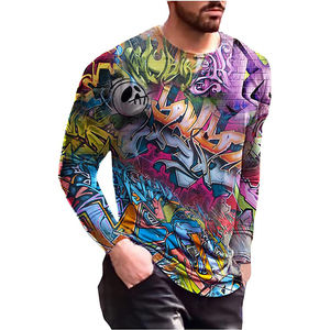 T-shirt anti-rides grande taille 100% coton pour homme, manches longues, coupe ample, style imprimé, sublimation. - Product Image 3