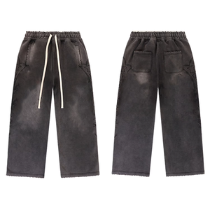 Survêtement à capuche décontracté brodé en molleton épais 100 % coton délavé style vintage, coupe oversize, pour la vente en gros - Product Image 5