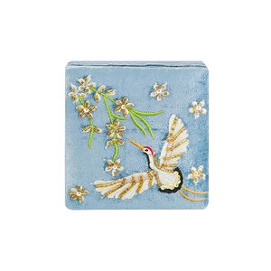 Caja de Joyería Ecológica Hecha a Mano con Bordado Floral en MDF, con Borlas y Adornos de Poliéster, Elegante - Product Image 3