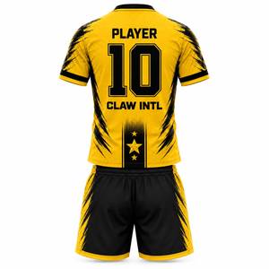 ชุดฟุตบอลชาย CLAW INTL สีเหลืองดำ คอวี แขนยาว ระบายอากาศได้ดี ผลิตจากโพลีเอสเตอร์ สำหรับวัยรุ่น สามารถสั่งทำชื่อทีมได้ - Product Image 5