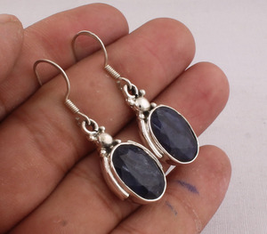 Boucles d'oreilles pendantes en onyx noir naturel, argent sterling 925, vente en gros, bijoux artisanaux en pierres précieuses, fabricant de pierres noires - Product Image 2