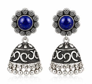 Pendientes de plata oxidada con ónix al por mayor, proveedor a granel, estilo bohemio, diseño floral, regalo de boda para mujer, stock disponible - Product Image 1