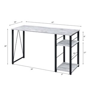 Escritorio Rectangular de Dos Niveles en Blanco y Negro Antiguo para Computadora - Product Image 3